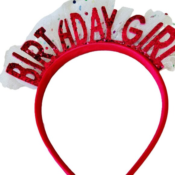 Happy Birthday Glitter Confetti & Lace Girls Headband Fashion Hair accessory - Picture 1 of 6